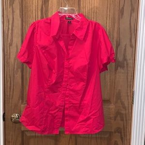 Fashion Bug pink fitted shirt sleeve blouse‎
